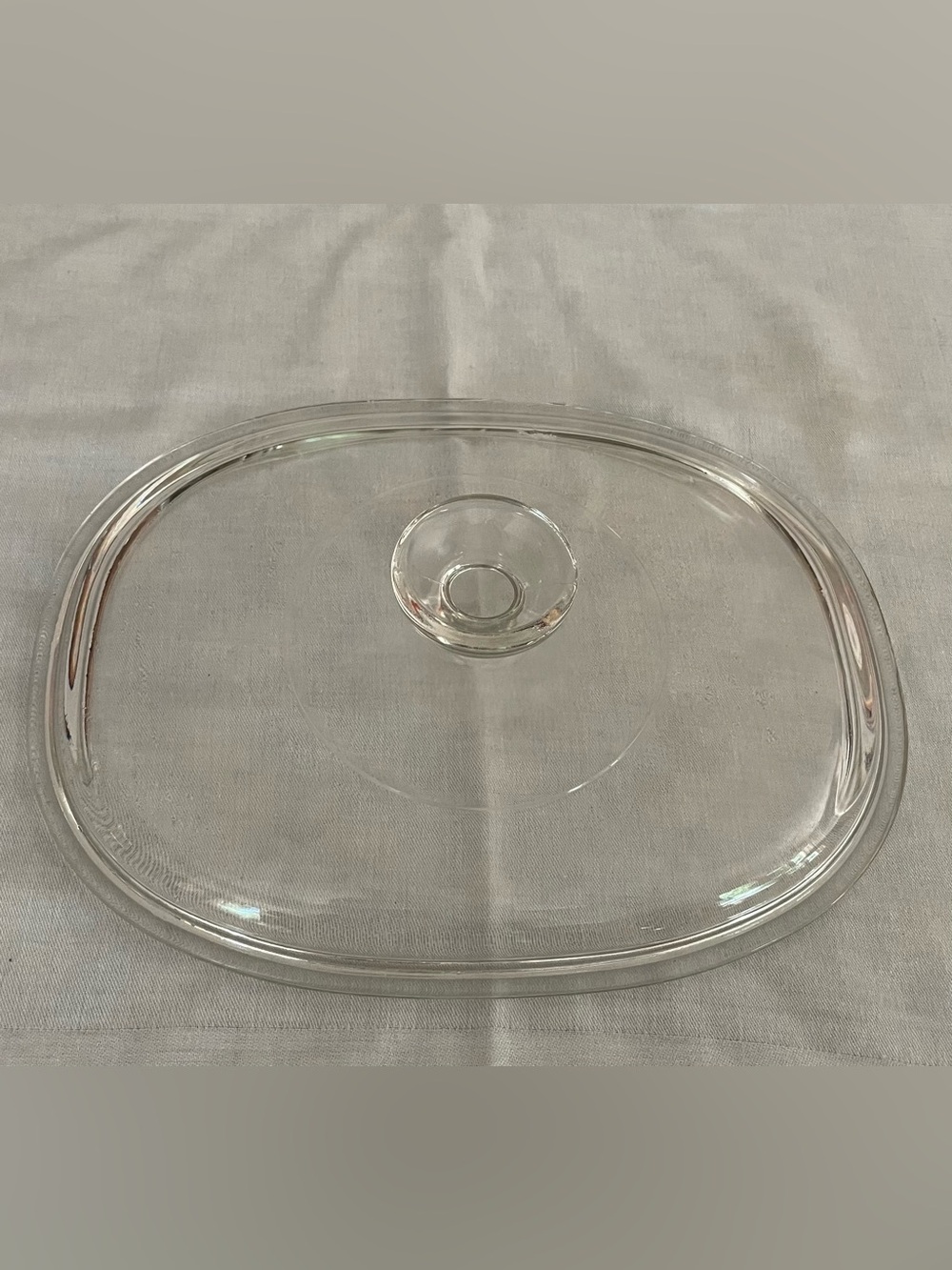 Pyrex Clear Glass Serving Platter Lid with Center Knob